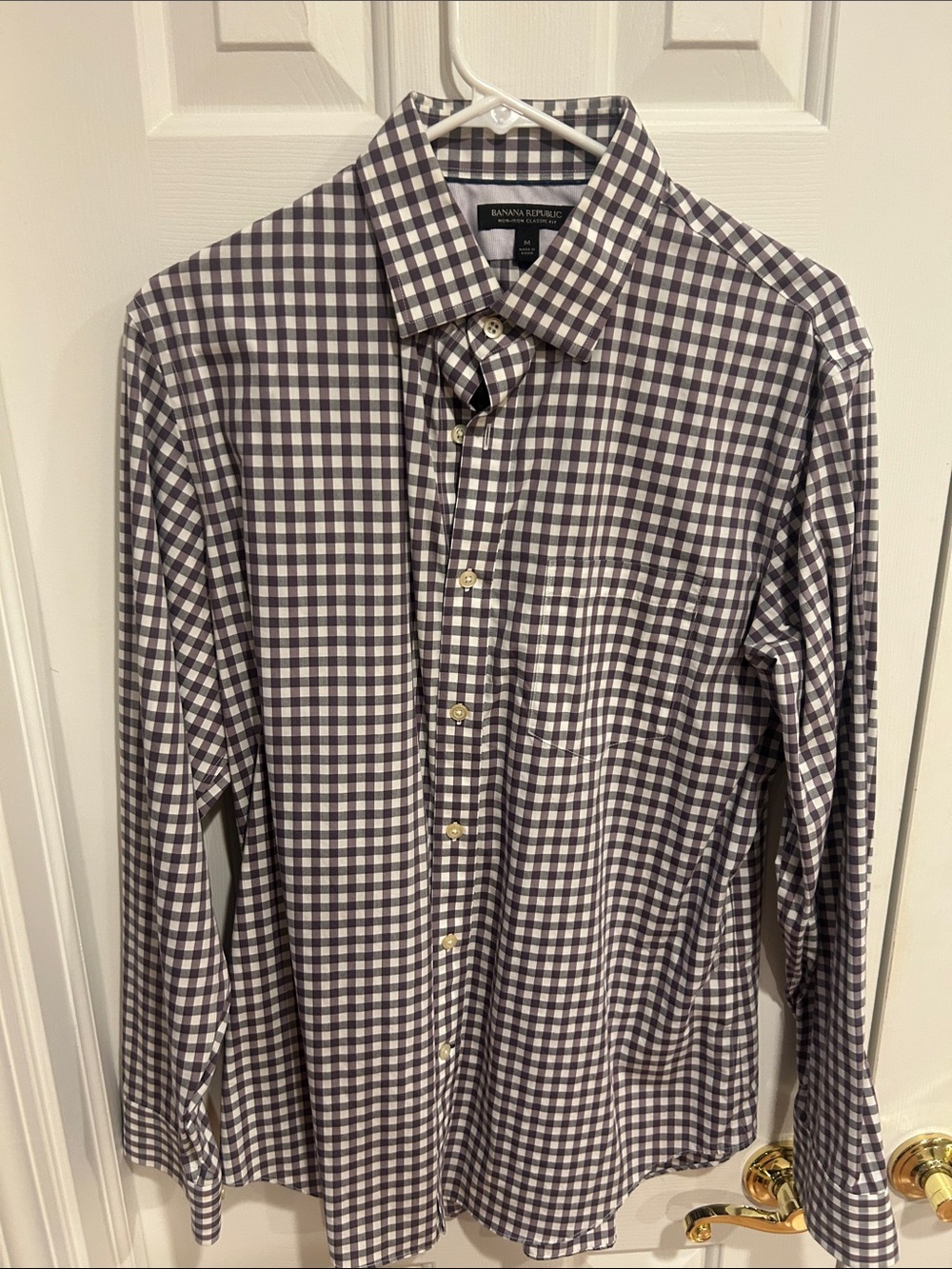 Banana Republic Men’s Gingham Dress Shirt - Black & White